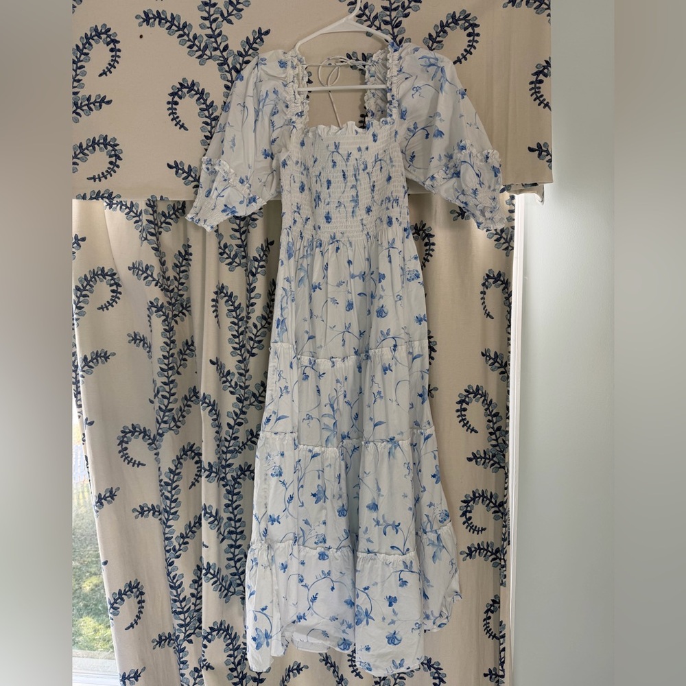 Hill House Blue Floral Midi Dress - Picture 2 of 4